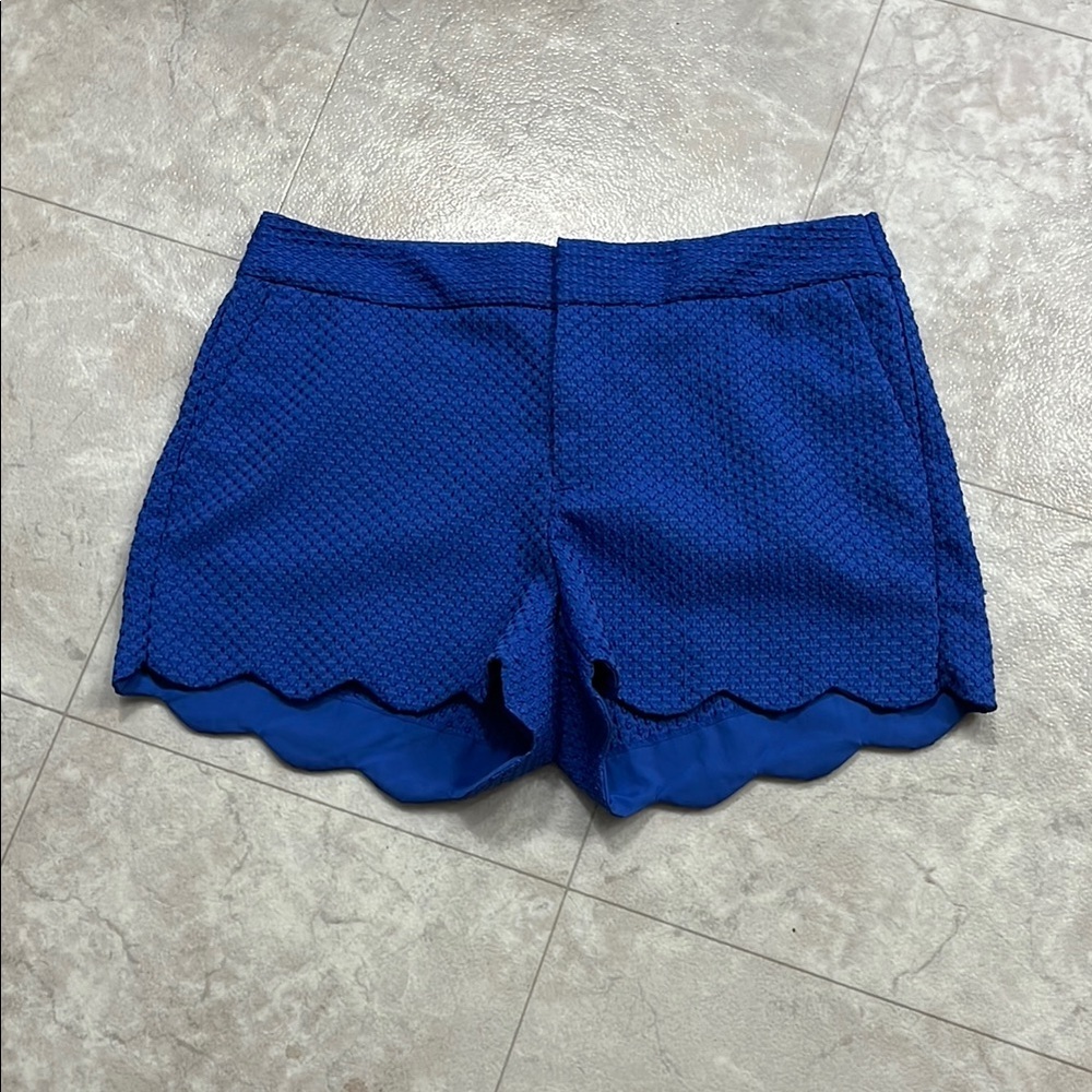 Elle Blue Scalloped Hem Women Shorts 10